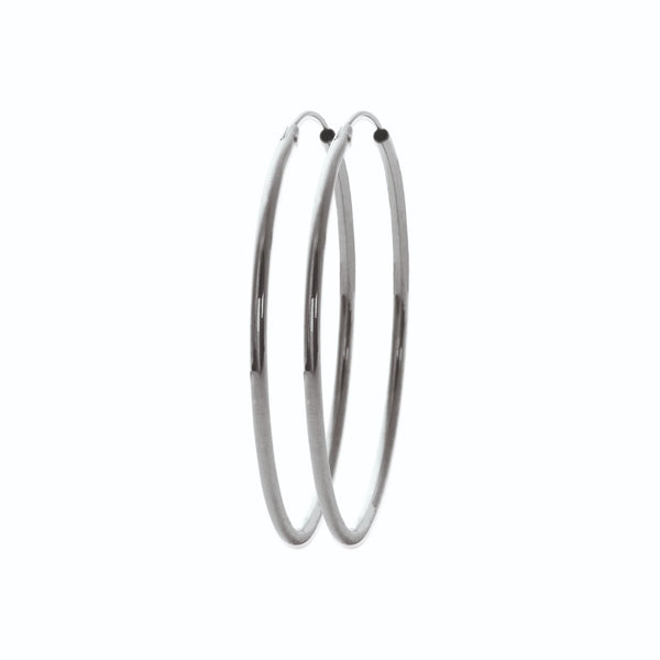 Boucles d’oreilles créoles tube 60&nbsp;mm en argent 925 rhodié, autre vue