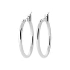 Boucles d’oreilles créoles tube à clip 20 mm en argent 925 rhodié, autre angle de vue