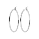 Boucles d’oreilles créoles tube à clip 30 mm en argent 925 rhodié, autre angle de vue