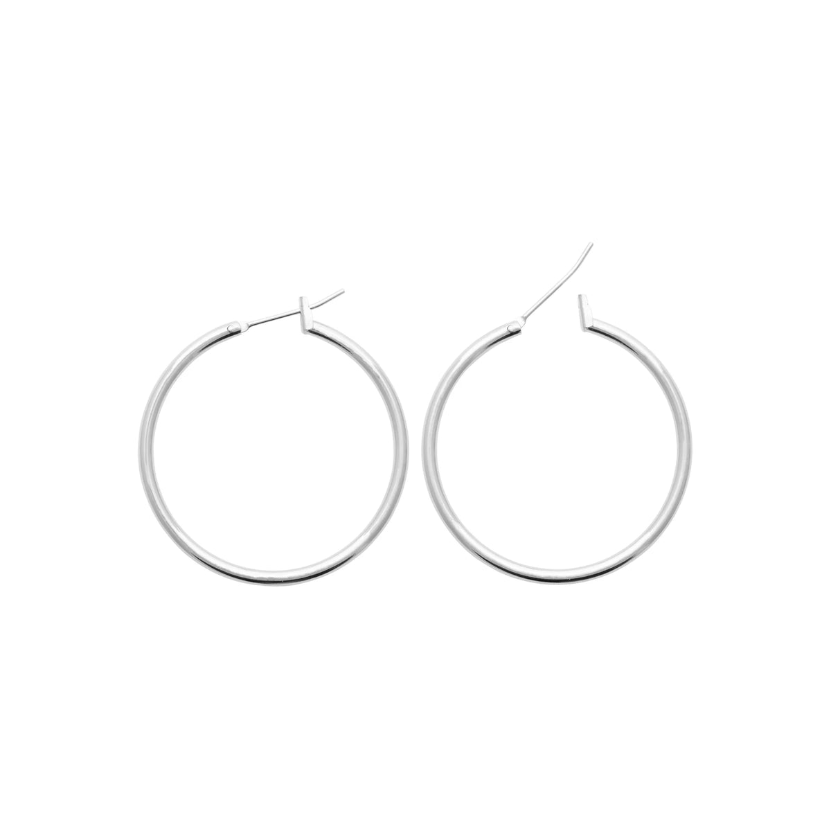 Boucles d’oreilles créoles tube à clip 30 mm en argent 925 rhodié