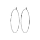 Boucles d’oreilles créoles tube à clip 40 mm en argent 925 rhodié, autre angle de vue