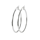 Boucles d’oreilles créoles tube à clip 50 mm en argent 925 rhodié, autre angle de vue