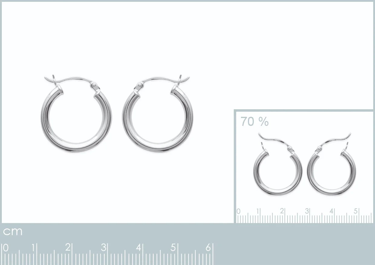 Boucles d’oreilles créoles tube épais 20 mm en argent 925 rhodié
