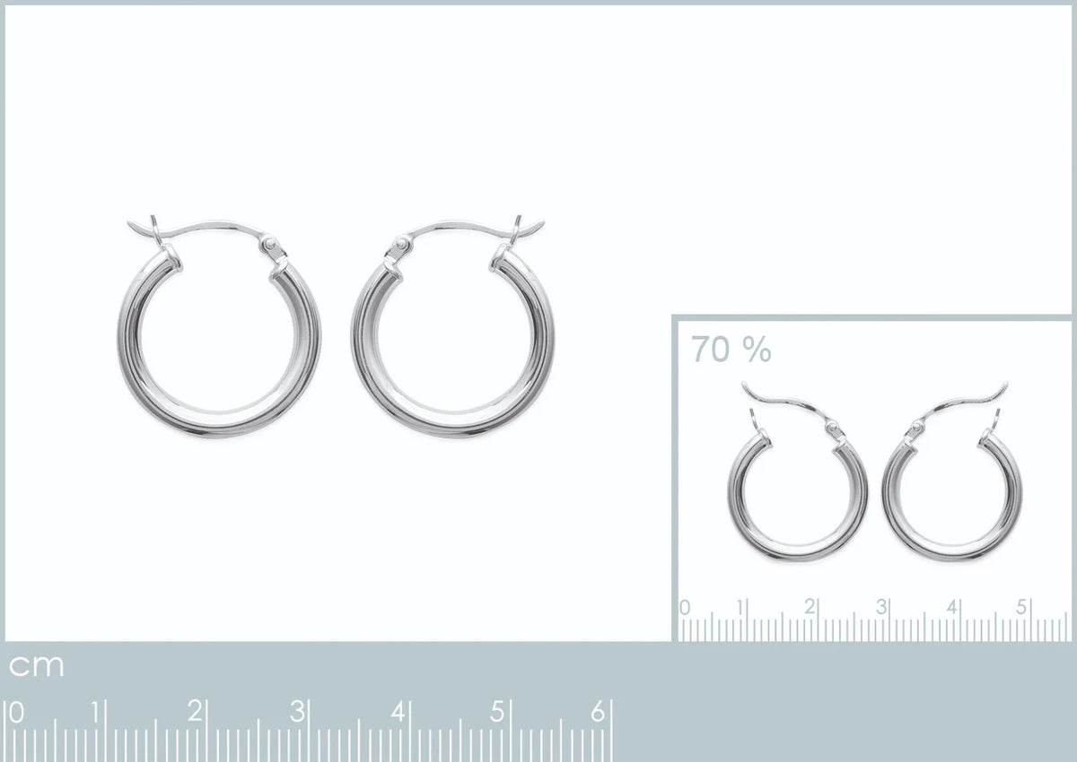 Boucles d’oreilles créoles tube épais 20 mm en argent 925 rhodié