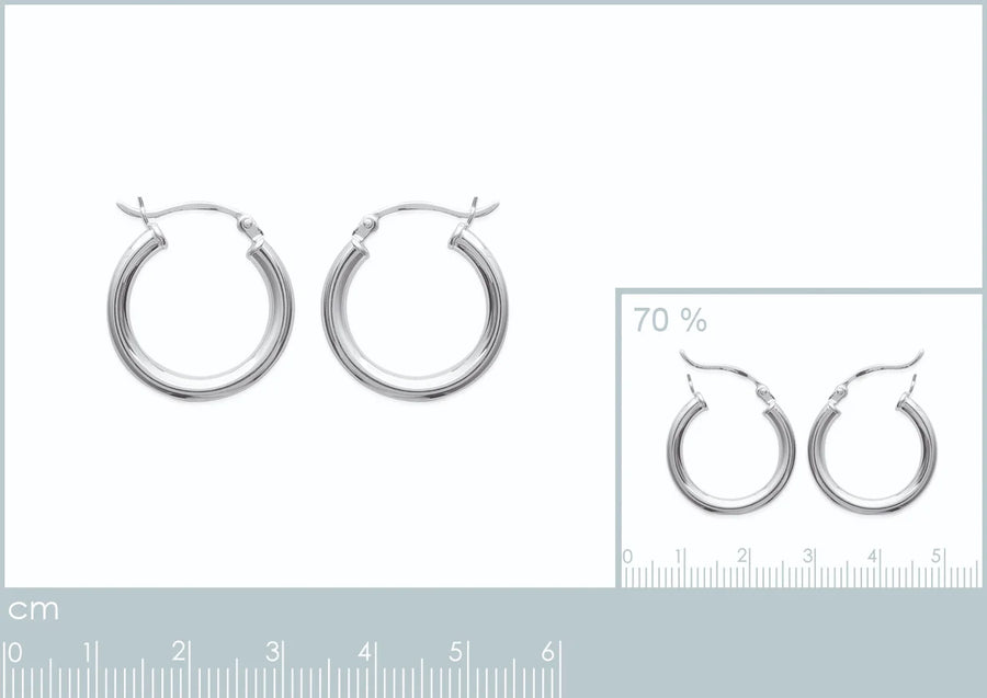 Boucles d’oreilles créoles tube épais 20&nbsp;mm en argent 925 rhodié, vue de face
