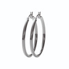 Boucles d’oreilles créoles tube épais 40 mm en argent 925 rhodié