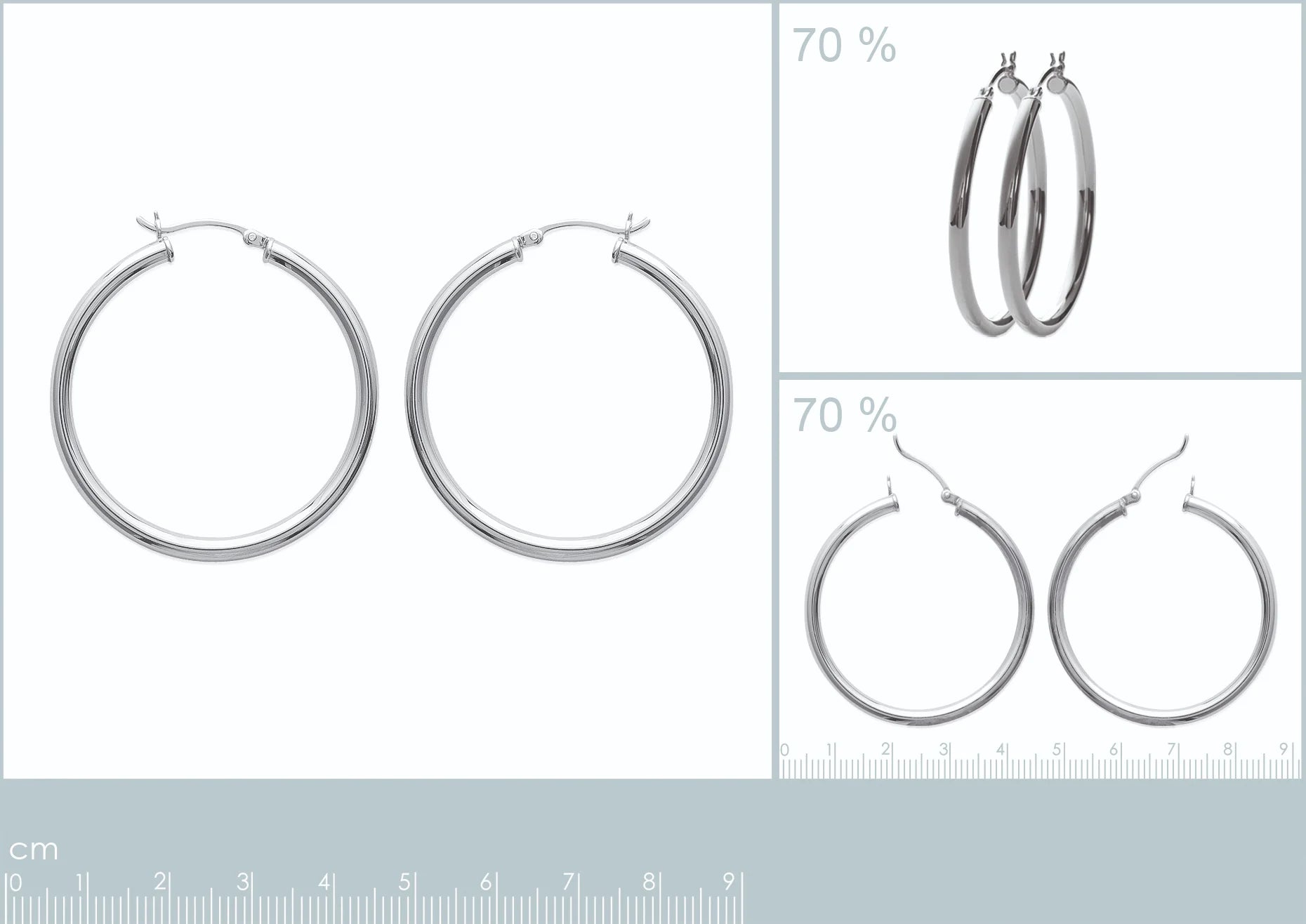 Boucles d’oreilles créoles tube épais 40 mm en argent 925 rhodié
