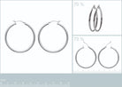 Boucles d’oreilles créoles tube épais 40 mm en argent 925 rhodié