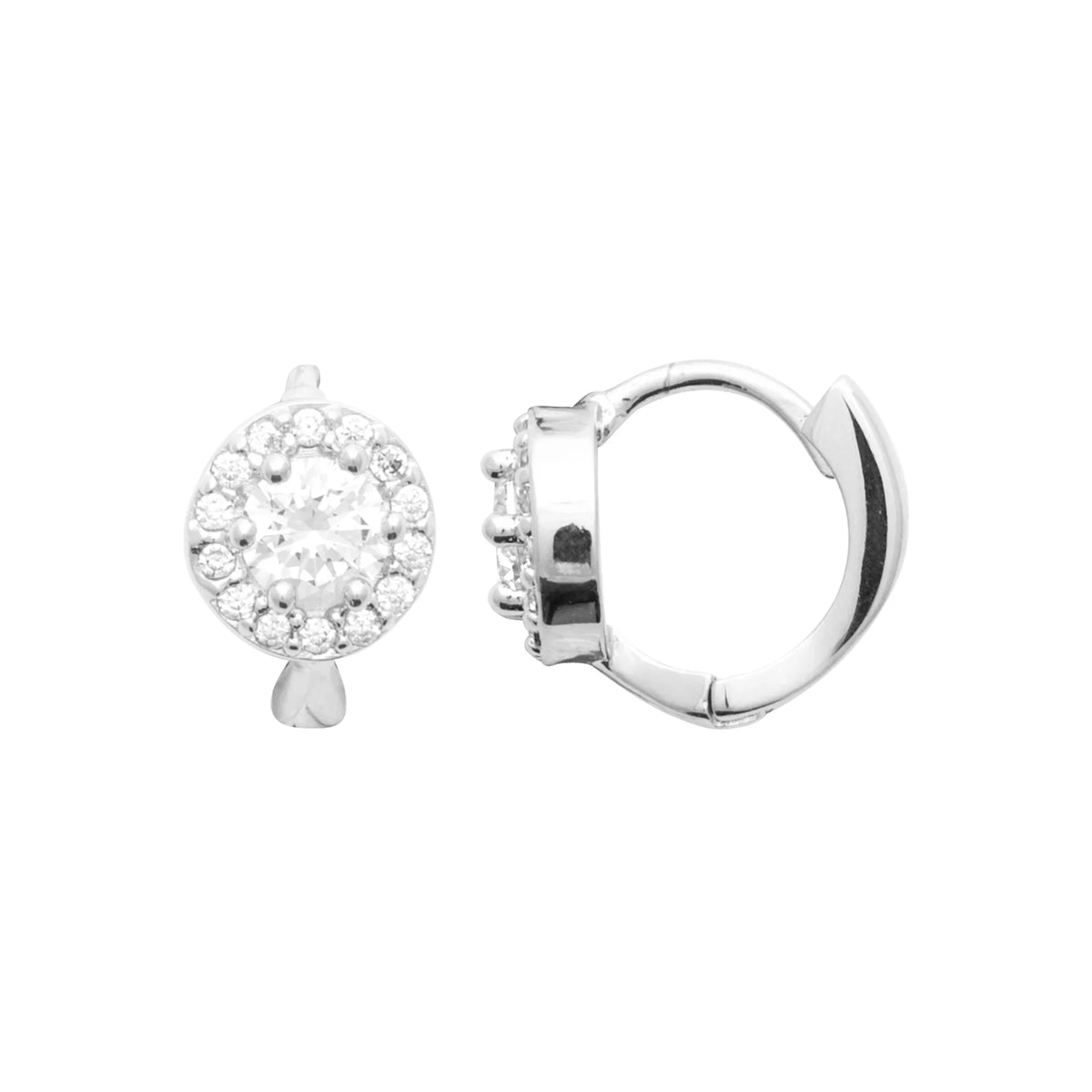 Boucles d’oreilles créoles et zircon entouré en argent 925 rhodié