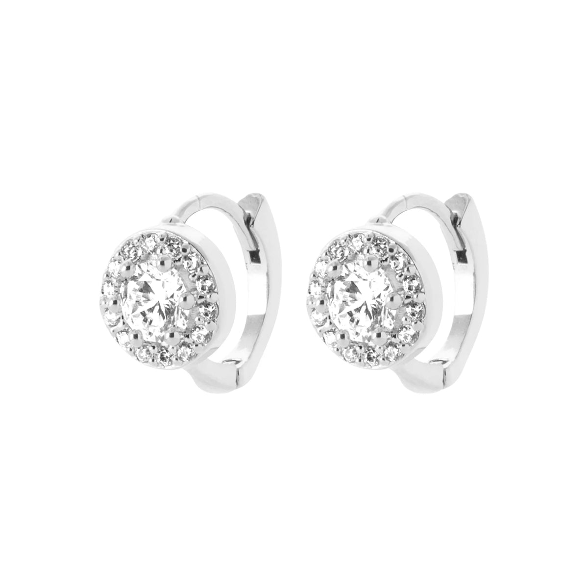 Boucles d’oreilles créoles et zircon entouré en argent 925 rhodié