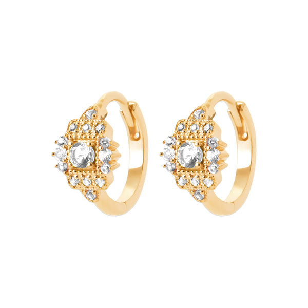 Boucles d’oreilles créoles et zircon étoilé en plaqué or
