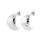 Boucles d’oreilles demi-créoles bombées striées en argent 925 rhodié