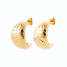 Boucles d’oreilles demi-créoles bombées striées en plaqué or