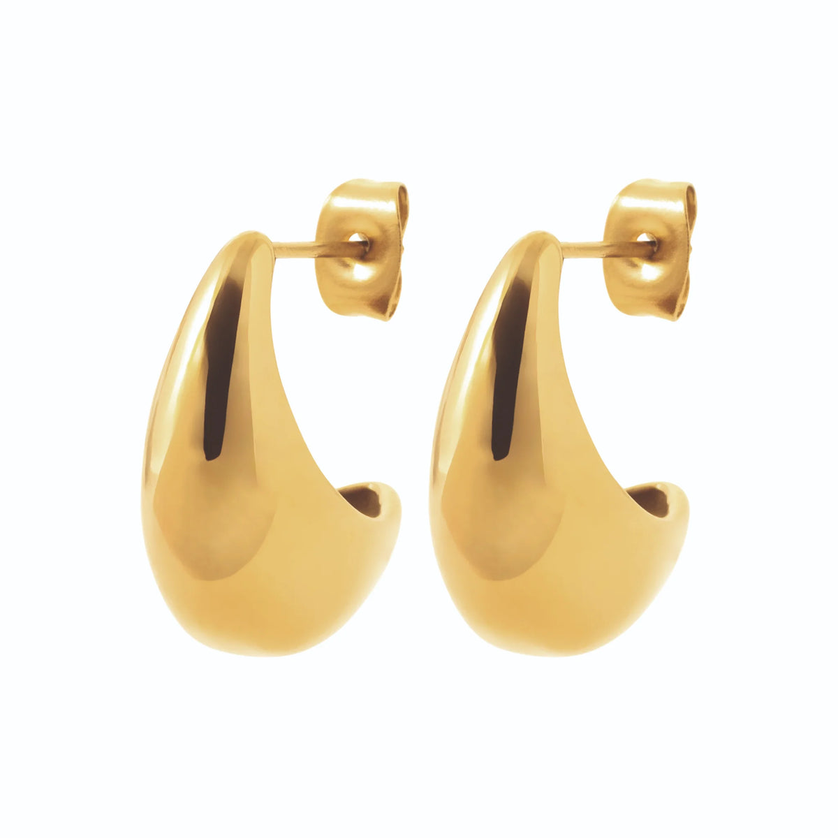 Boucles d’oreilles demi-créoles dôme en acier PVD doré