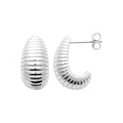 Boucles d’oreilles demi-créoles dôme strié en argent 925 rhodié