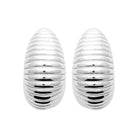 Boucles d’oreilles demi-créoles dôme strié en argent 925 rhodié