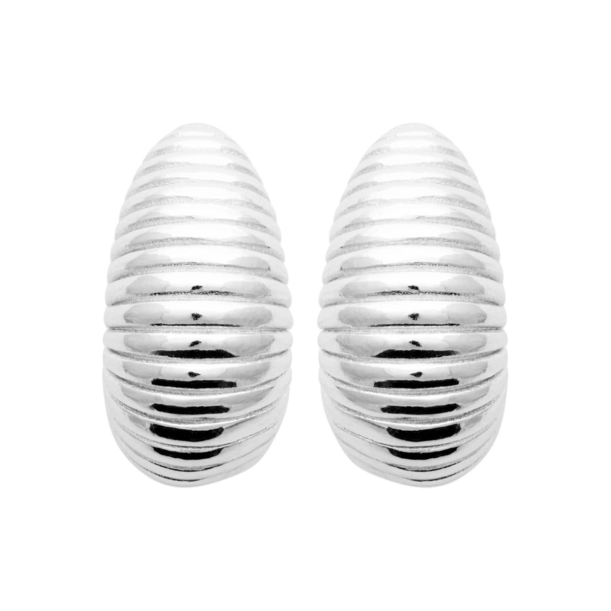 Boucles d’oreilles demi-créoles dôme strié en argent 925 rhodié