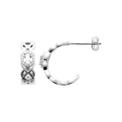 Boucles d’oreilles demi-créoles entrelacées et zircon ovale en argent 925 rhodié