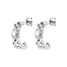 Boucles d’oreilles demi-créoles entrelacées et zircon ovale en argent 925 rhodié