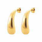 Boucles d’oreilles demi-créoles gouttes allongées en acier PVD doré