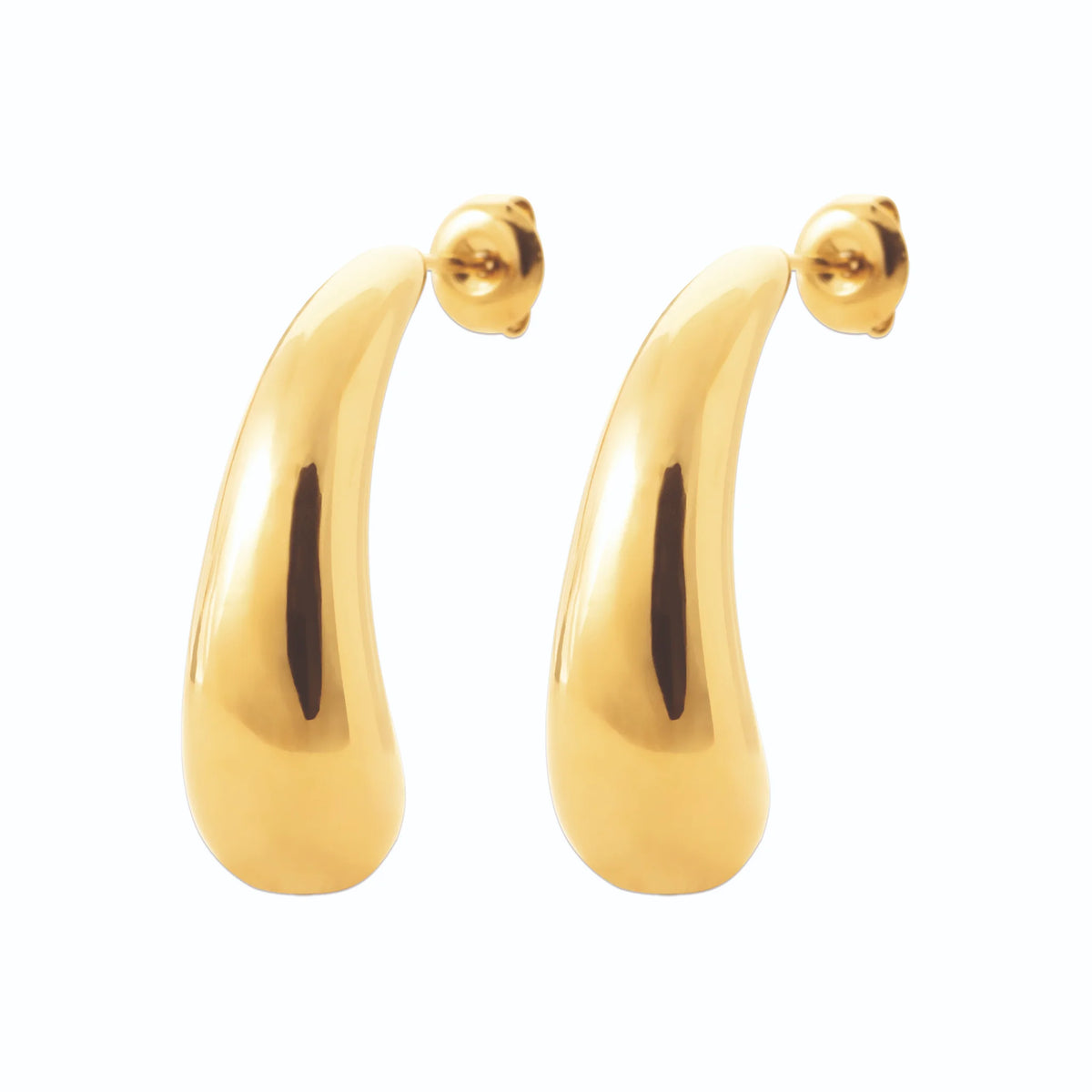 Boucles d’oreilles demi-créoles gouttes allongées en acier PVD doré