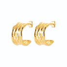 Boucles d’oreilles demi-créoles martelées en acier PVD doré