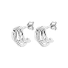 Boucles d’oreilles demi-créoles triple anneau en argent 925 et zircons