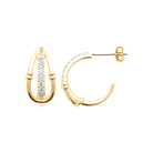Boucles d’oreilles demi-créoles trois fils et ligne de zircons en plaqué or