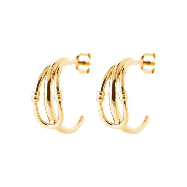 Boucles d’oreilles demi-créoles trois fils lisses en plaqué or