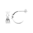 Boucles d’oreilles demi-créoles trois fils et zircon navette en argent 925 rhodié