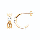 Boucles d’oreilles demi-créoles trois fils et zircon navette en plaqué or