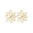 Boucles d’oreilles fleur ajourée en acier PVD doré