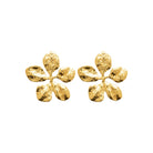 Boucles d’oreilles fleur martelée en acier PVD doré