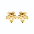 Boucles d’oreilles fleur striée en acier PVD doré