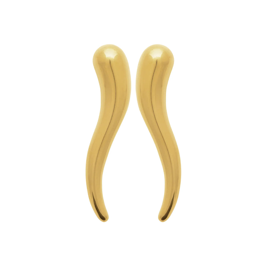 Boucles d’oreilles Goutte Sculptée en PVD Doré (Fermoir Papillon), vue de face