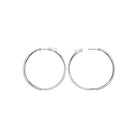 Boucles d’oreilles grandes créoles 40 mm serties de zircons en argent 925, vue de dessus