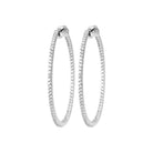 Boucles d’oreilles grandes créoles 40 mm serties de zircons en argent 925, vue de face