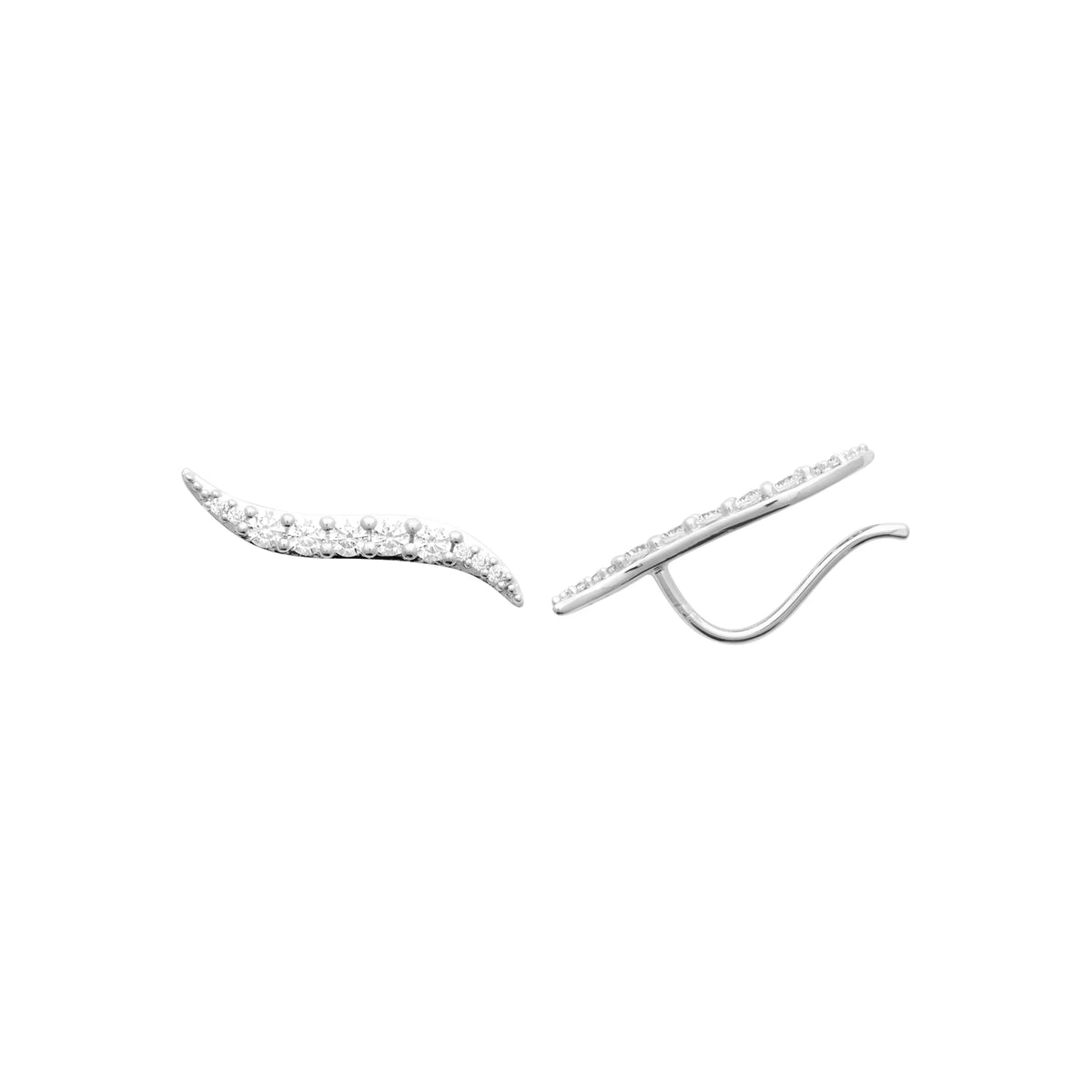 Boucles d’oreilles grimpantes arc de zircons en argent 925 rhodié