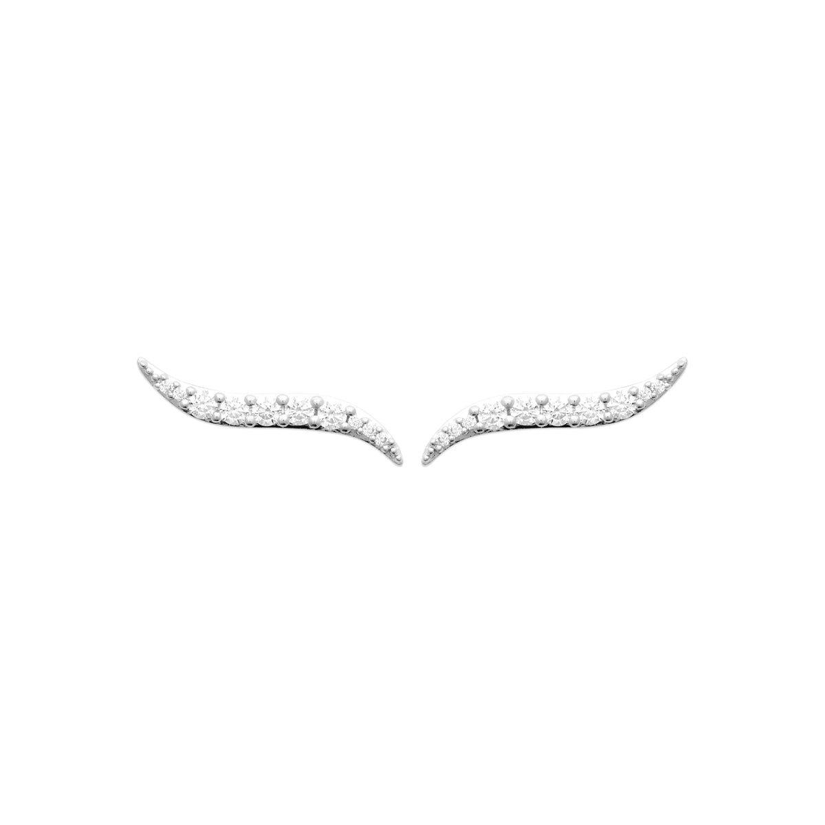 Boucles d’oreilles grimpantes arc de zircons en argent 925 rhodié
