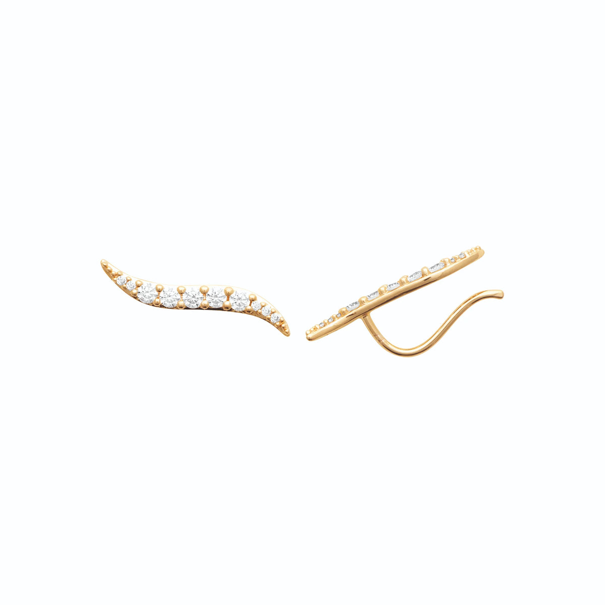 Boucles d’oreilles grimpantes arc de zircons en plaqué or