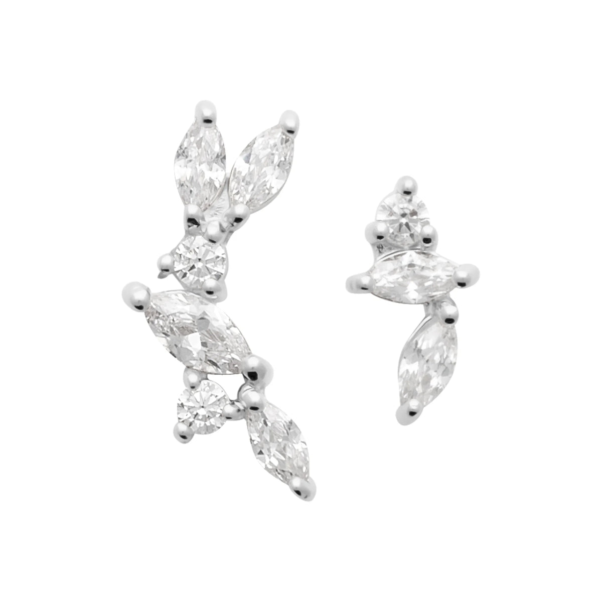 Boucles d’oreilles grimpantes asymétriques en argent 925 et zircons