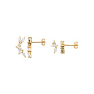 Boucles d’oreilles grimpantes asymétriques en plaqué or et zircons