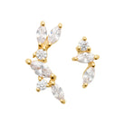 Boucles d’oreilles grimpantes asymétriques en plaqué or et zircons
