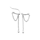 Boucles d’oreilles grimpantes barre et chaînettes drapées en argent 925 rhodié