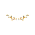 Boucles d’oreilles grimpantes branche fleurie de zircons en plaqué or