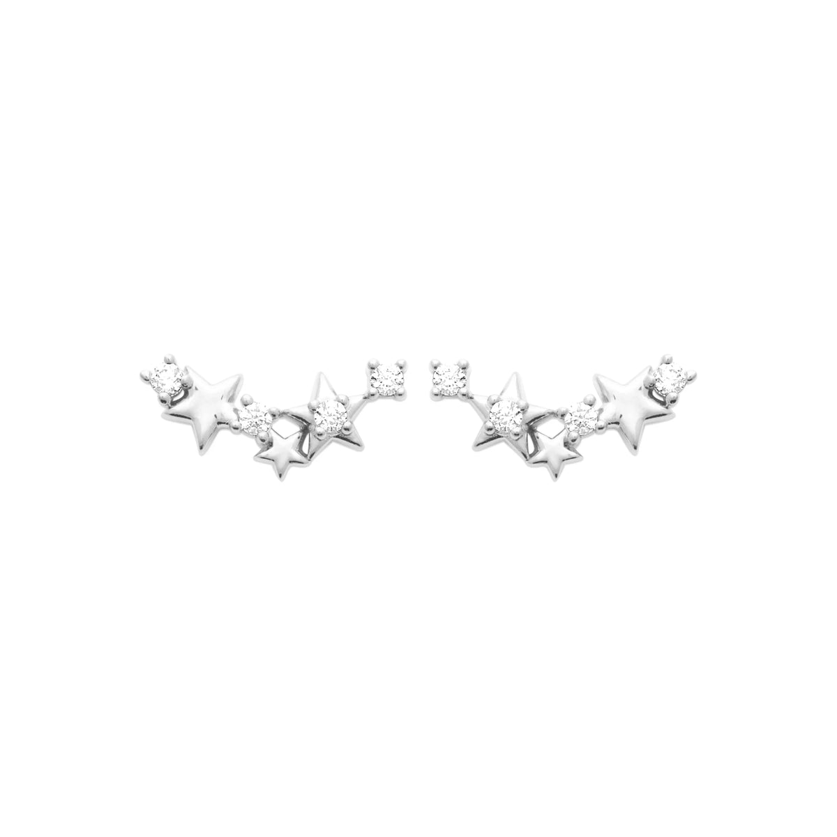 Boucles d’oreilles grimpantes étoiles de zircons en argent 925 rhodié