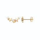 Boucles d’oreilles grimpantes étoiles de zircons en plaqué or