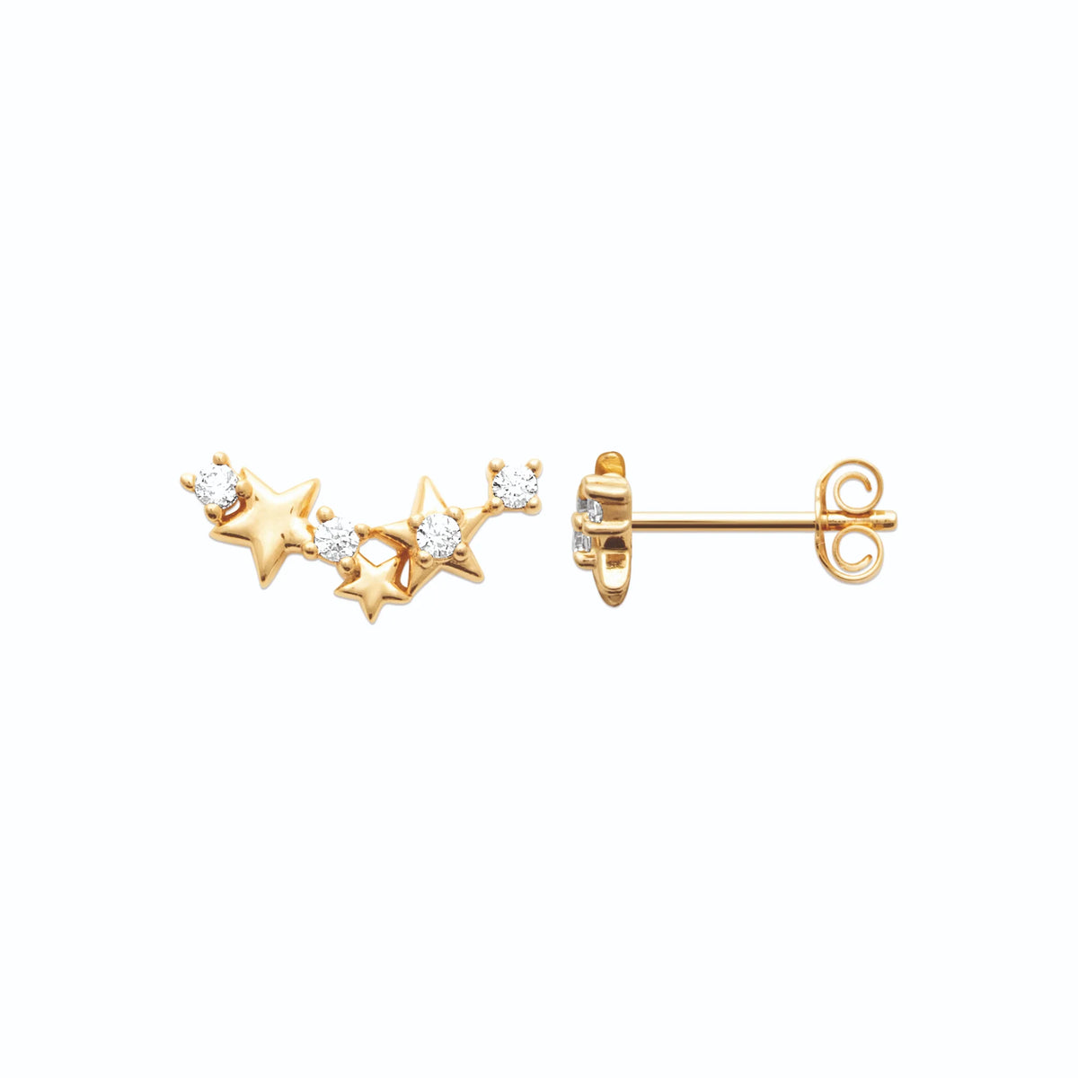 Boucles d’oreilles grimpantes étoiles de zircons en plaqué or