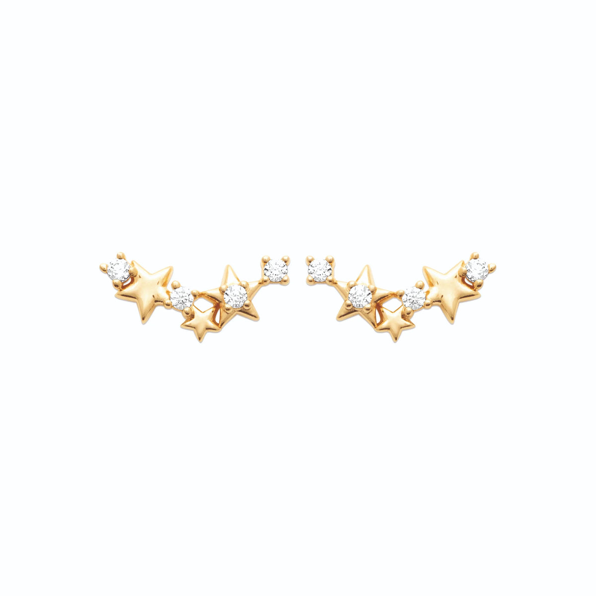 Boucles d’oreilles grimpantes étoiles de zircons en plaqué or