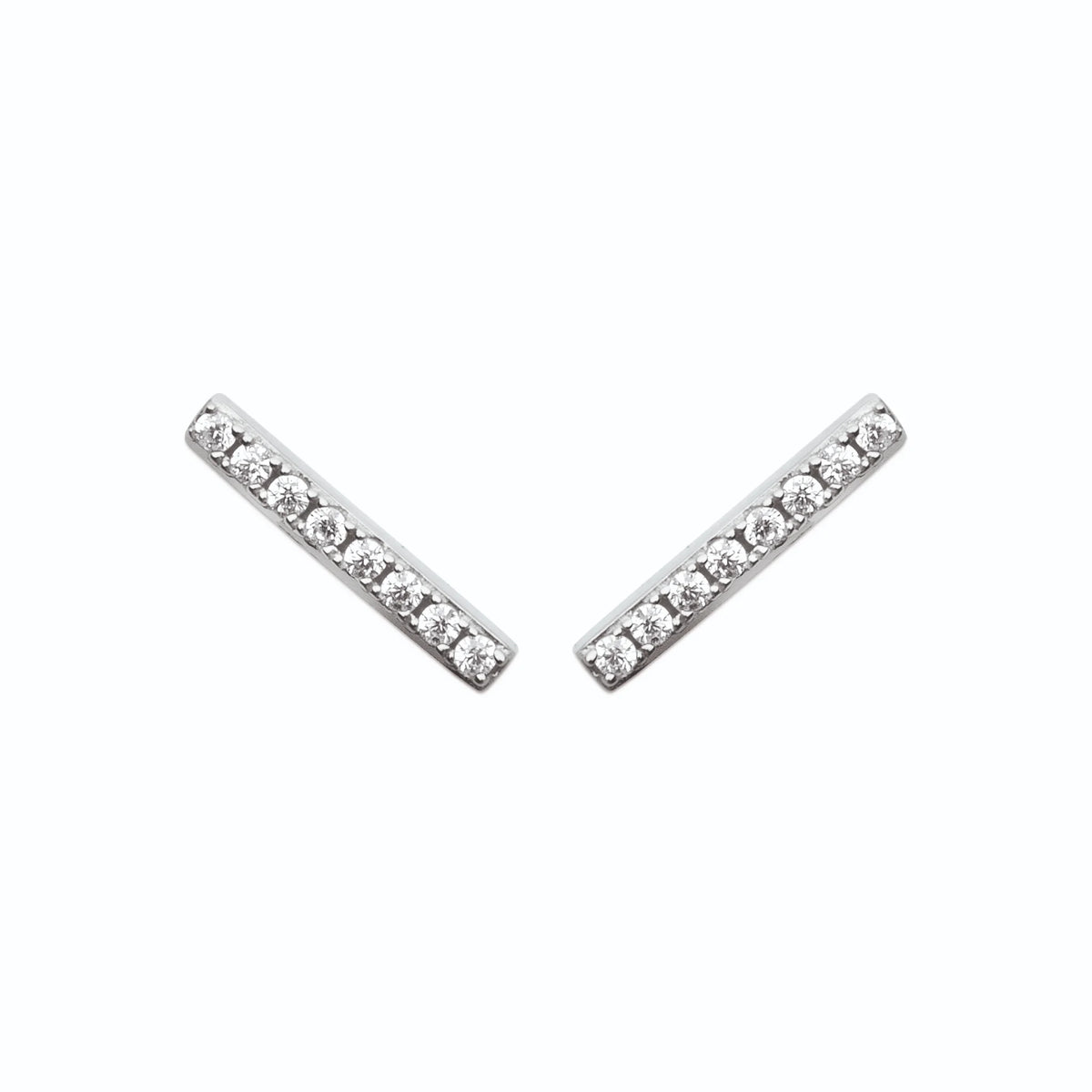 Boucles d’oreilles grimpantes ligne de zircons en argent 925, vue de face